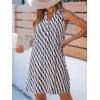 CUPSHE Womens Summer Dresses V Neck Sleeveless Striped Button Up Mini Casual Coverup Dress(Navy Wave)