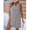 CUPSHE Womens Summer Dresses V Neck Sleeveless Striped Button Up Mini Casual Coverup Dress(Navy Wave)