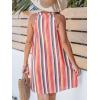 CUPSHE Womens Summer Dresses V Neck Sleeveless Striped Button Up Mini Casual Coverup Dress(Orange Striped)