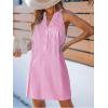 CUPSHE Womens Summer Dresses V Neck Sleeveless Striped Button Up Mini Casual Coverup Dress(Pink)