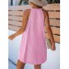CUPSHE Womens Summer Dresses V Neck Sleeveless Striped Button Up Mini Casual Coverup Dress(Pink)