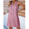 CUPSHE Womens Summer Dresses V Neck Sleeveless Striped Button Up Mini Casual Coverup Dress(Red)