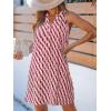 CUPSHE Womens Summer Dresses V Neck Sleeveless Striped Button Up Mini Casual Coverup Dress(Red White)