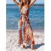 CUPSHE Women’s Summer Floral Maxi Sunress Sleeveless V Neck Wrap Flowy Dress Tie Belted Beach Vacation Long Dress(Blue Orange)