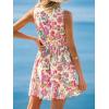 CUPSHE Women’s Summer Floral Mini Dress V Neck Sleeveless Lace Trim Elastic Waist Casual Vacation Beach Flowy Short Dresses(Pink Floral)