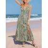 CUPSHE Womens Summer Maxi Dress 2026 Sleeveless Long Sundresses Spaghetti Strap Flowy Boho Beach Vacation Dress(Green Red)