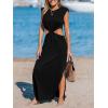 CUPSHE Women’s Summer Maxi Dresses Sleeveless Cutout Side Slit Long Casual Dress with Padded Shoulders(Black)