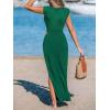 CUPSHE Women’s Summer Maxi Dresses Sleeveless Cutout Side Slit Long Casual Dress with Padded Shoulders(Green)