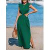 CUPSHE Women’s Summer Maxi Dresses Sleeveless Cutout Side Slit Long Casual Dress with Padded Shoulders(Green)