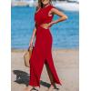 CUPSHE Women’s Summer Maxi Dresses Sleeveless Cutout Side Slit Long Casual Dress with Padded Shoulders(Red)