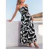 CUPSHE Women’s Summer Maxi Dresses Spaghetti Strap Ruched Abstract High Waist Sundress A Line Flowy Beach Vacation Dress(Black Abstract)