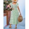 CUPSHE Women’s Summer Midi Dress Paisley Square Neck Flutter Sleeve Smocked Dresses Boho Vacation Flowy Sundress(Green)
