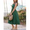 CUPSHE Women’s Summer Smocked Midi Dress Sleeveless Square Neck Cami Dress Vacation Button Flowy Long Sundress(Green)