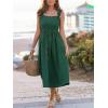 CUPSHE Women’s Summer Smocked Midi Dress Sleeveless Square Neck Cami Dress Vacation Button Flowy Long Sundress(Green)
