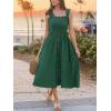 CUPSHE Women’s Summer Smocked Midi Dress Sleeveless Square Neck Cami Dress Vacation Button Flowy Long Sundress(Green)