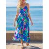 CUPSHE Women’s Summer Wrap Midi Dress V Neck Spaghetti Strap Sleeveless Floral Vacation Casual Flowy Tie Waist Boho Dresses(Blue Printed)