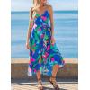 CUPSHE Women’s Summer Wrap Midi Dress V Neck Spaghetti Strap Sleeveless Floral Vacation Casual Flowy Tie Waist Boho Dresses(Blue Printed)