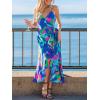 CUPSHE Women’s Summer Wrap Midi Dress V Neck Spaghetti Strap Sleeveless Floral Vacation Casual Flowy Tie Waist Boho Dresses(Blue Printed)