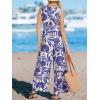 CUPSHE Women’s Surplice Neckline Sleeveless Jumpsuit Waist Wie Wide Leg Dressy Vacation Beach 2025 Outfits(Blue)