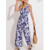 CUPSHE Women’s Surplice Neckline Sleeveless Jumpsuit Waist Wie Wide Leg Dressy Vacation Beach 2025 Outfits(Blue)