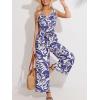 CUPSHE Women’s Surplice Neckline Sleeveless Jumpsuit Waist Wie Wide Leg Dressy Vacation Beach 2025 Outfits(Blue)