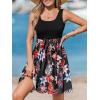 CUPSHE Women’s Tropical Summer Dresses Flowy Beach Mini Dress Square Neck Sleeveless Vacation Sundress(Black Flora)
