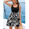 CUPSHE Women’s Tropical Summer Dresses Flowy Beach Mini Dress Square Neck Sleeveless Vacation Sundress(Tropical Black)