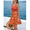 CUPSHE Women’s Tropical Summer Dresses Flowy Beach Mini Dress Square Neck Sleeveless Vacation Sundress(Tropical Orange)