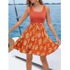 CUPSHE Women’s Tropical Summer Dresses Flowy Beach Mini Dress Square Neck Sleeveless Vacation Sundress(Tropical Orange)