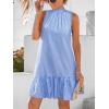 Cushe Women’s Summer Halter Bow Tie Back Striped Cutout Sleeveless Ruffle Hem Beach Vacation Flowy Mini Dress(Blue)