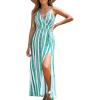 CUPSHE Women Halter Backless Summer Dresses Spaghetti Strap Side Slit Casual Beach Sundress Holiday Vacation Maxi Dress(Green)