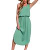 CUPSHE Women Knit Summer Dress Cover Up Crew Neck Elastic Waist Side Slit Midi Casual Sundress Beach Cover Up Dresses(Light Green)