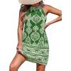 CUPSHE Women’s Boho Mini Dress Halter Sleeveless Paisley Self Tie Back Summer Casual Beach Dress(Green Paisley)