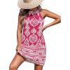 CUPSHE Women’s Boho Mini Dress Halter Sleeveless Paisley Self Tie Back Summer Casual Beach Dress(Red Paisley)