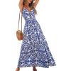CUPSHE Women’s Maxi Dress Floral Print Twisted V Neck Sleeveless Long Dress Summer Casual Dress(Blue Paisley)