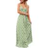 CUPSHE Women’s Maxi Dress Floral Print Twisted V Neck Sleeveless Long Dress Summer Casual Dress(Grass Green)