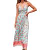 CUPSHE Women’s Maxi Dress Floral Print Twisted V Neck Sleeveless Long Dress Summer Casual Dress(Mint Floral)