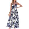 CUPSHE Women’s Maxi Dress Floral Print Twisted V Neck Sleeveless Long Dress Summer Casual Dress(Navy Tropical)