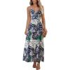 CUPSHE Women’s Maxi Dress Floral Print Twisted V Neck Sleeveless Long Dress Summer Casual Dress(Navy-blue)