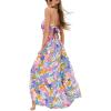 CUPSHE Women’s Maxi Dress Floral Print Twisted V Neck Sleeveless Long Dress Summer Casual Dress(Purple Tropical)