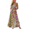 CUPSHE Women’s Maxi Dress Floral Print Twisted V Neck Sleeveless Long Dress Summer Casual Dress(Tropical Floral)