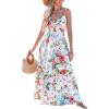 CUPSHE Women’s Maxi Dress Floral Print Twisted V Neck Sleeveless Long Dress Summer Casual Dress(White Floral)