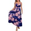 CUPSHE Women’s Maxi Dresses Casual Summer Sundress Sleeveless Floral Spaghetti Straps Long Beach Formal Dress(Navy Floral)
