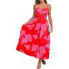 CUPSHE Women’s Maxi Dresses Casual Summer Sundress Sleeveless Floral Spaghetti Straps Long Beach Formal Dress(Red Floral)