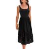 CUPSHE Women’s Midi Summer Dresses Square Neck Lace Sleeveless Casual Party Sundress Long Cocktail Wedding Guest Dress(Black)