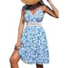 CUPSHE Women’s Mini Dress V Neck Tropical Floral Beach Sleeveless Adjustable Straps Casual A Line Summer Vacation Dresses(Blue Ditsy)