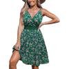 CUPSHE Women’s Mini Dress V Neck Tropical Floral Beach Sleeveless Adjustable Straps Casual A Line Summer Vacation Dresses(Green Ditsy)