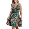 CUPSHE Women’s Mini Dress V Neck Tropical Floral Beach Sleeveless Adjustable Straps Casual A Line Summer Vacation Dresses(Green Floral)