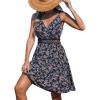 CUPSHE Women’s Mini Dress V Neck Tropical Floral Beach Sleeveless Adjustable Straps Casual A Line Summer Vacation Dresses(Navy Ditsy)