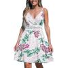 CUPSHE Women’s Mini Dress V Neck Tropical Floral Beach Sleeveless Adjustable Straps Casual A Line Summer Vacation Dresses(White Floral)
